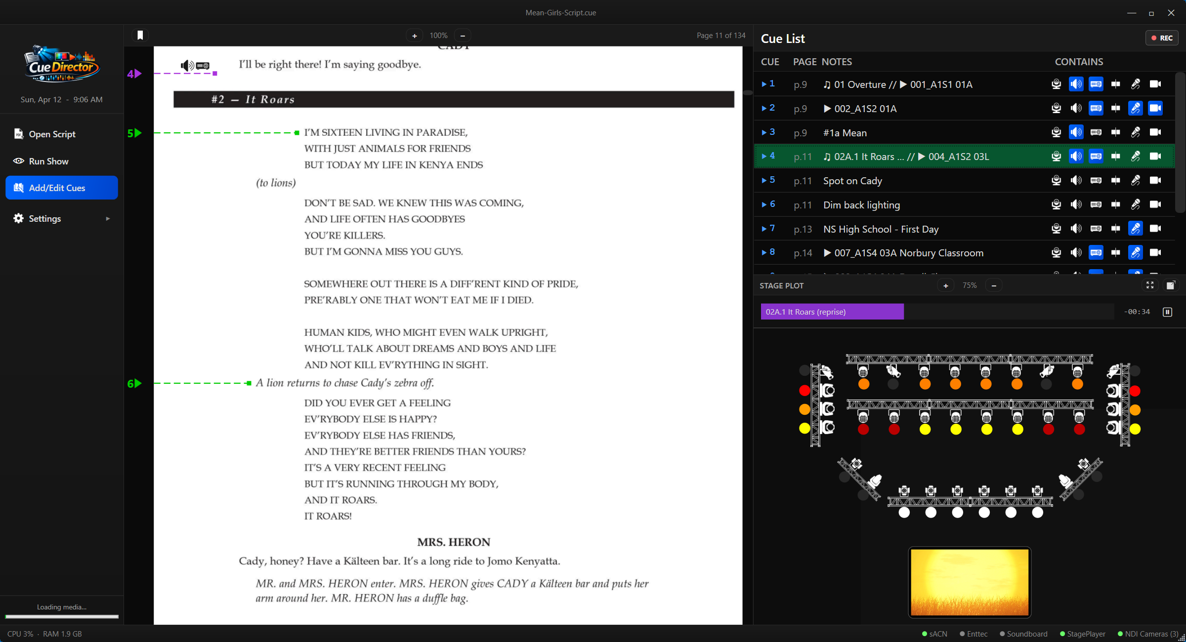 CueDirector Interface